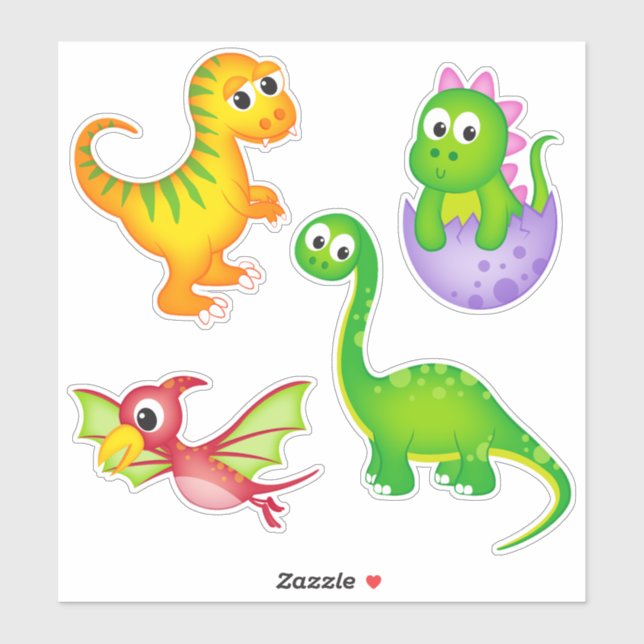 Pegatina Niños Lindos Dinosaurio (Hoja)