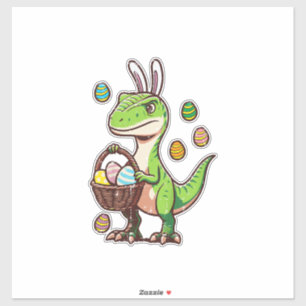Pegatina Niños Pascua Dinosaurio Trex Huevo Cazando Chicos 