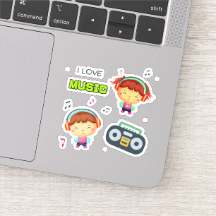 Pegatina Niños pequeños con música