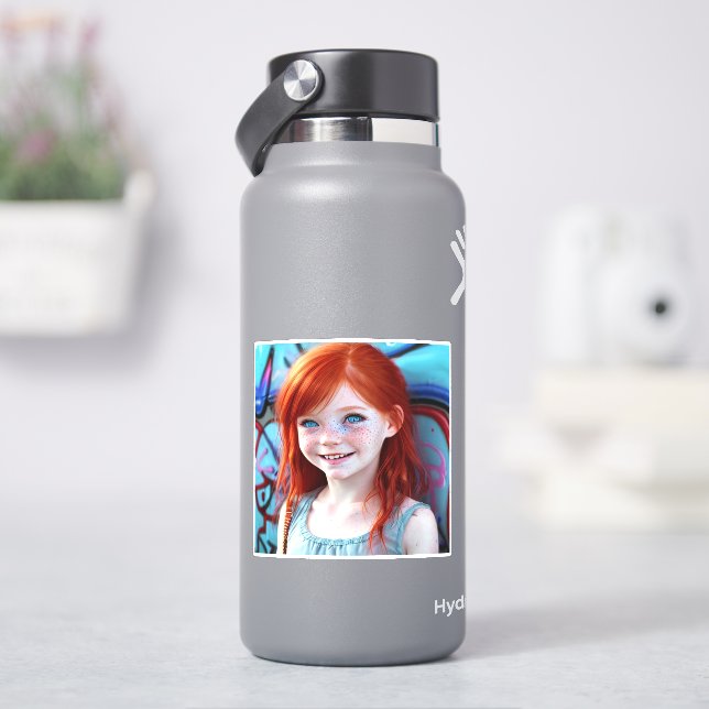 Pegatina Niños tribales | Bonito Pequeño Chica Redhead (hidrofrasco)