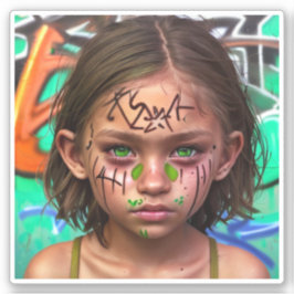 Pegatina Niños tribales | Chica Futurista urbano Ojos verde