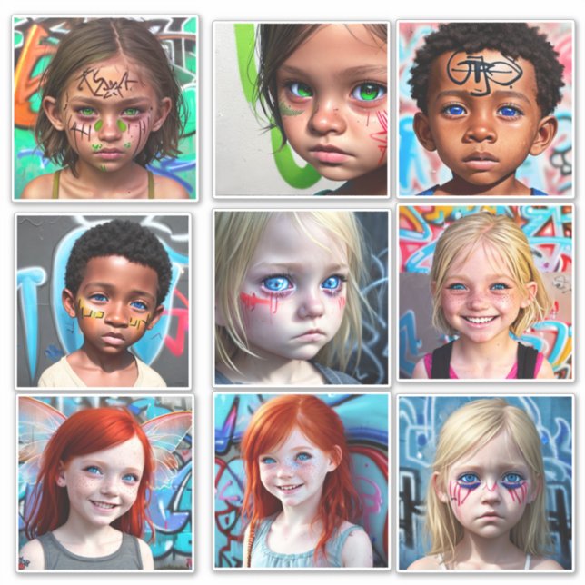 Pegatina Niños tribales | Niños urbanos futuristas (Anverso)