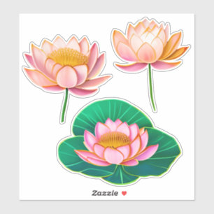 Pegatina Niveles de agua rosada / Flores Lotus