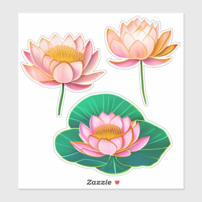 Pegatina Niveles de agua rosada / Flores Lotus (Hoja)