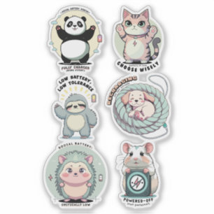 Pegatina Niveles de Batería Social Hoja Humor de Introver