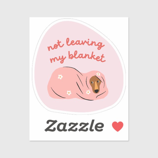 Pegatina No dejar mi manta lindo ilustracion de perro, rosa (Hoja)