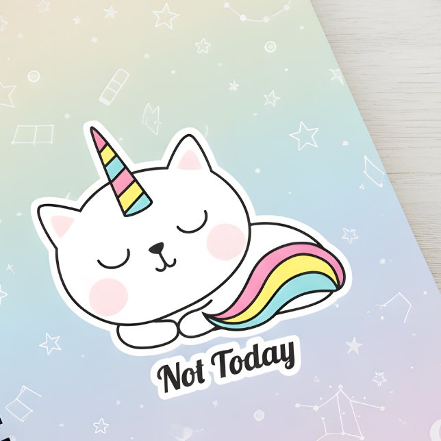 Pegatina No es ahora una unidad limitada (Let everyone see your mood and funky taste with our Not Today Cute Unikitty Sticker. )