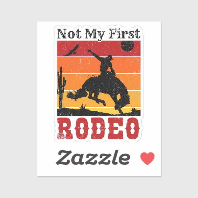 Pegatina No es mi primer rodeo Cowgirl Horse Sunset (Hoja)