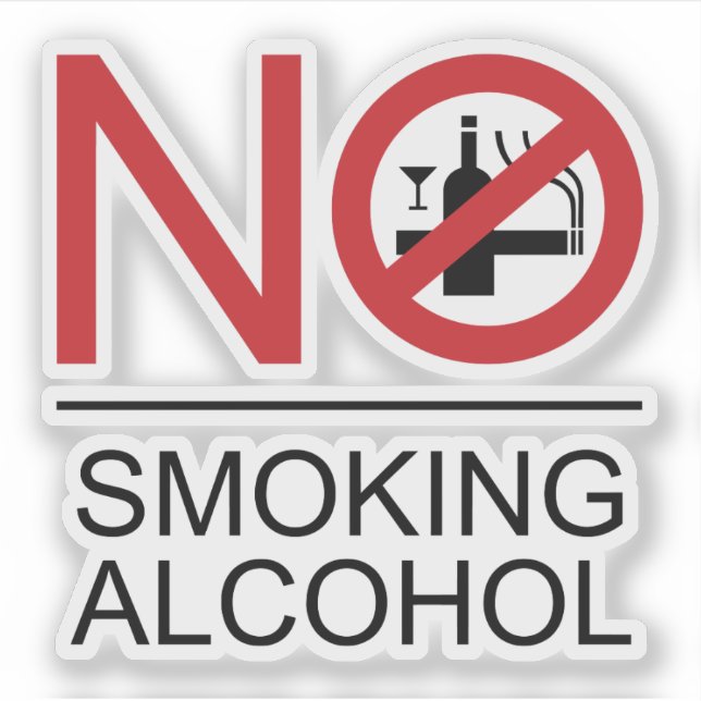 Pegatina NO fumar alcohol ⚠ Rótulo tailandés ⚠ (Anverso)