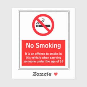 Pegatina No Fumar En Vehículo Con Menos De 16 Años