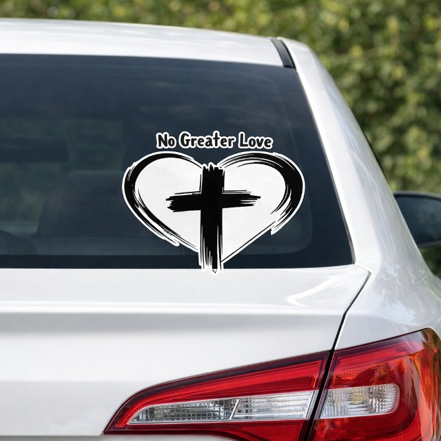 Pegatina No Greater Love Cruz Corazón Negro (Subido por el creador)