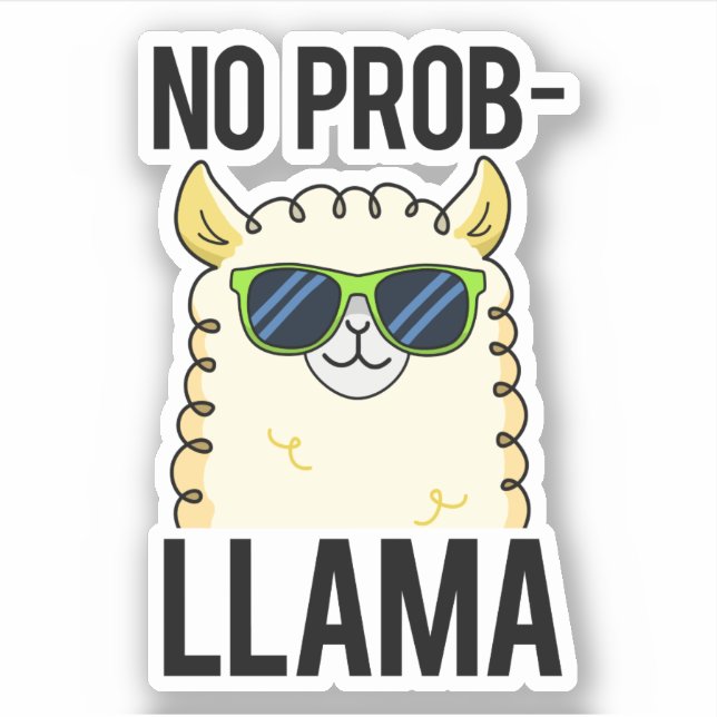 Pegatina No-Prob-Llama Graciosa Guay Llama Pun (Anverso)