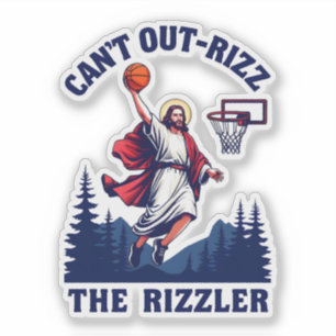 Pegatina No Puedes Superar al Rizzler Jesús Baloncesto