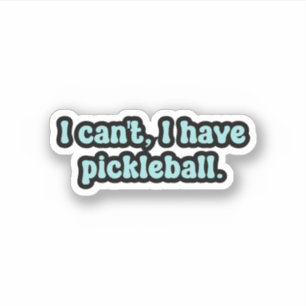 Pegatina No puedo, tengo pickleball Blue Retro Text