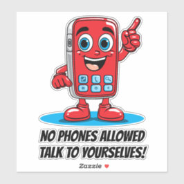 Pegatina No se permiten teléfonos celulares Red Retro
