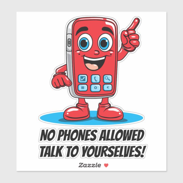 Pegatina No se permiten teléfonos celulares Red Retro (Hoja)