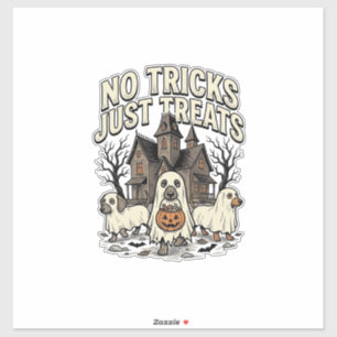 Pegatina No Trucos Solo Trucos Halloween Dachshund Fantasma
