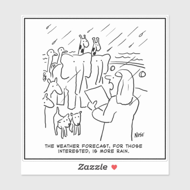 Pegatina Noah's Ark. Biblical Story, Weather Forecast Funny (Hoja)