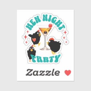Pegatina Noche de gallinas divertidas, fiesta de gallinas c