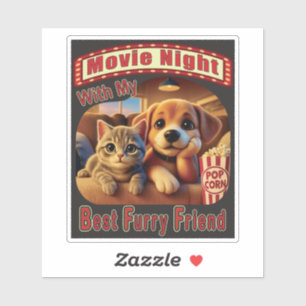 Pegatina Noche de la película - Mejor Amigo del Furry - Gat