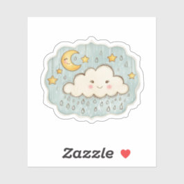 Pegatina Noche de lluvias celestes con luna y estrellas