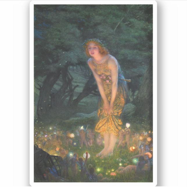 Pegatina Noche de verano de 1908 por Edward Robert Hughes (Anverso)
