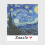 Pegatina Noche estrellada, 1889, por Vincent van Gogh<br><div class="desc">Noche estrellada,  1889,  por Vincent van Gogh. Se ve desde la ventana de la sala de asilo de Saint-Rémy-de-Provence,  orientada al este,  justo antes de la salida del sol,  con la adición de un pueblo imaginario.</div>