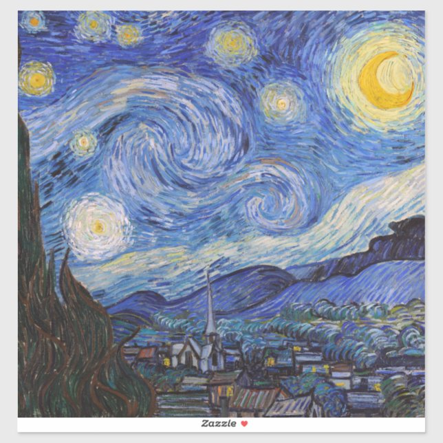 Pegatina Noche estrellada: Saint Remy de Vincent Van Gogh (Hoja)