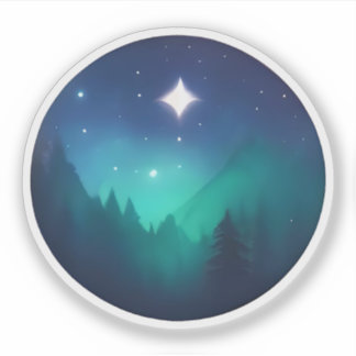 Pegatina Noche estrellada sobre las minas místicas