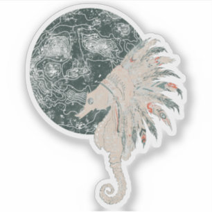 Pegatina noche nativa de caballito de mar