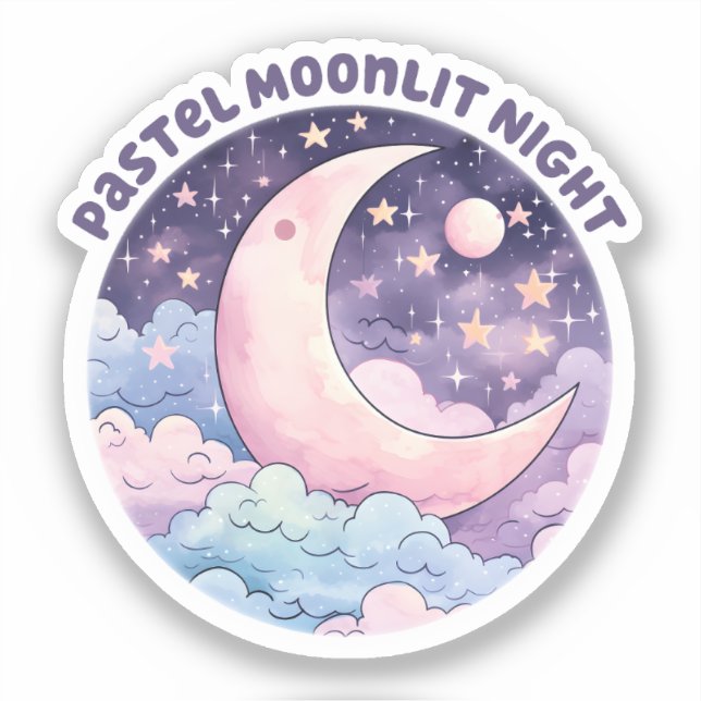 Pegatina Noche Pastel Moonlit - Luna Crescent Dreamy (Anverso)