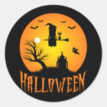 Pegatina nocturno Witch Silhouette Halloween