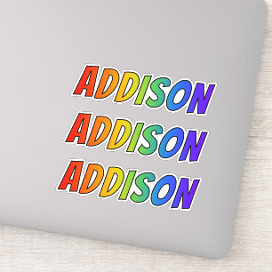 Pegatina Nombre "ADDISON" con arcoiris divertido