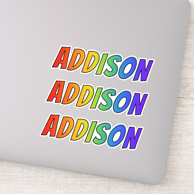 Pegatina Nombre "ADDISON" con arcoiris divertido (Detalle)