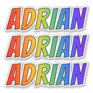 Pegatina Nombre "ADRIAN" con arcoiris divertido