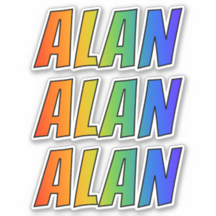 Pegatina Nombre "ALAN" con arcoiris divertido