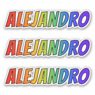 Pegatina Nombre "ALEJANDRO" con color arcoiris divertido