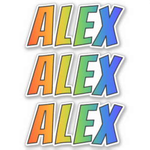 Pegatina Nombre "ALEX" con arcoiris divertido