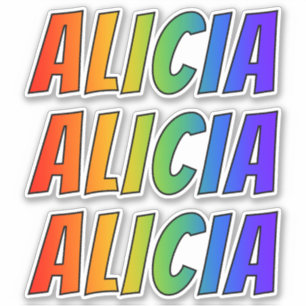 Pegatina Nombre "ALICIA" con arcoiris divertido