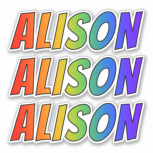 Pegatina Nombre "ALISON" con arcoiris divertido