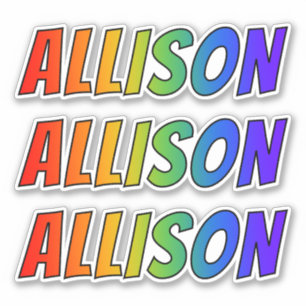 Pegatina Nombre "ALLISON" con arcoiris divertido