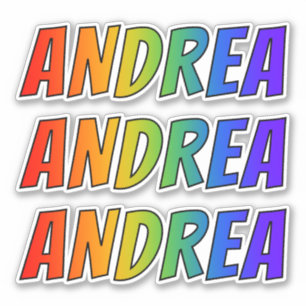 Pegatina Nombre "ANDREA" con arcoiris divertido