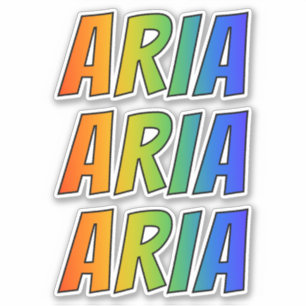 Pegatina Nombre "ARIA" con arcoiris divertido