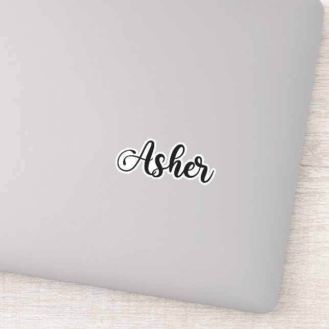 Pegatina Nombre Asher - Caligrafía manuscrita (Detalle)