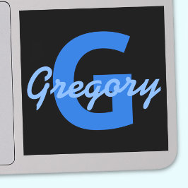 Pegatina Nombre azul y monograma