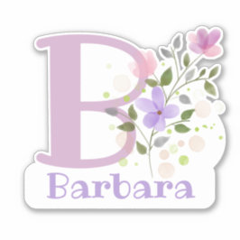 Pegatina Nombre Barbara e Inicial con diseño floral