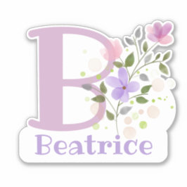 Pegatina Nombre Beatrice e Inicial con diseño floral