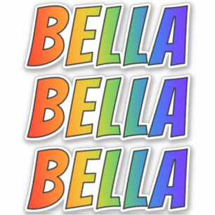 Pegatina Nombre "BELLA" con un divertido color arcoiris