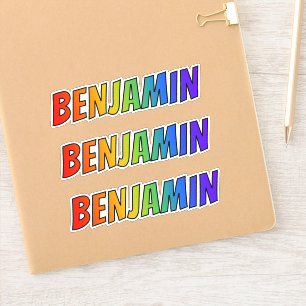 Pegatina Nombre "BENJAMIN" con colores divertidos arcoiris