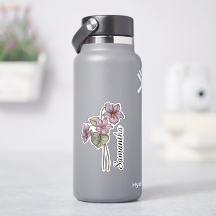 Pegatina Nombre Botánico Personalizado Floral Violeta Perso